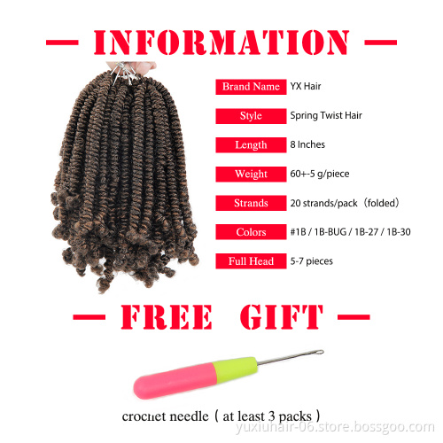 Spring Twist Crochet Braid hair 20Roots Black Color Passion Twist Synthetic Braiding Hair Extensions